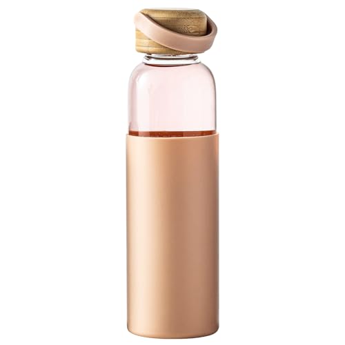 21oz Borosilicate Glass Water Bottles with Silicone Non (Pink)