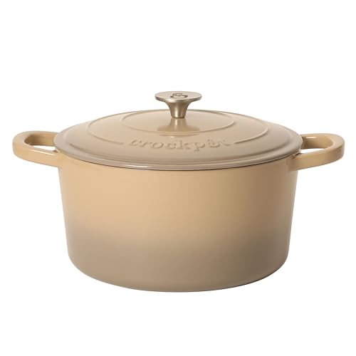 Artisan 7 Quart Enameled Cast Iron Dutch Oven Pot with Lid (Gradient Taupe / 7-Quart)