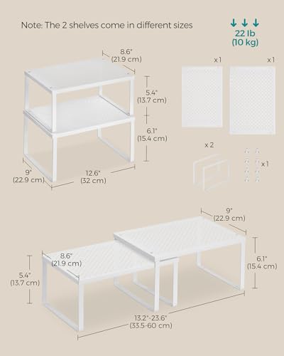 Set of 4 Metal Spice Racks (White / 4 Tiers (9"D x 12.6"W))