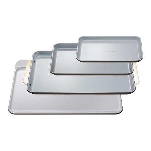 Non Stick Ceramic Baking Sheet Trio and Cookie Sheet Set (Black / Baking Sheet Trio & Cookie Sheet)