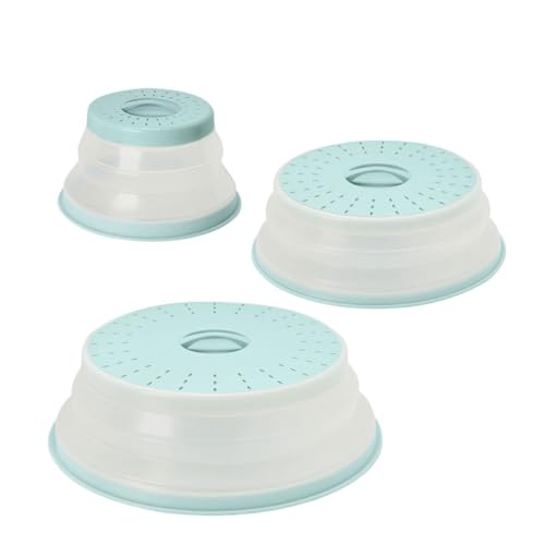 3 Piece Silicone Microwave Splatter Lid Set Blue Haze Small Medium Large Set of 3 (Blue Haze / Small/Medium/Large - 3-Pack)
