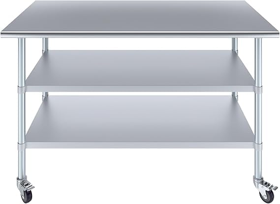 60" x 30" Stainless Steel Work Table with 2 Shelves (60" Long x 30" Deep)