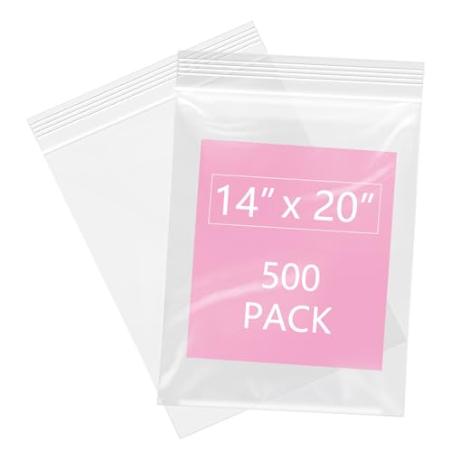 500 Pcs 14" x 20" Large Zip Bags for Storage (500 Count)