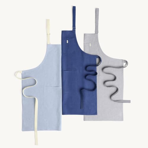 100% Linen Apron Light Grey