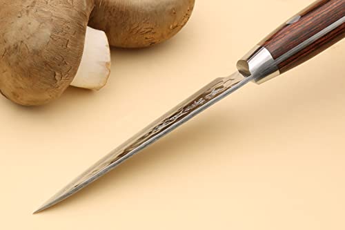 VG10 16 Layer Hammered Damascus Stainless Steel Paring Utility Knife (3.2" / Mahogany Handle)