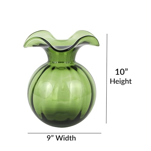 Hibiscus Glass Dark Green Medium Fluted Vase (Medium / Dark Green)