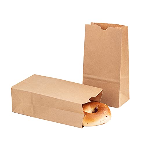 Bag Tek 4 LB Disposable Lunch Bags 100 Sturdy Take Out Bags (4 lb / Kraft)