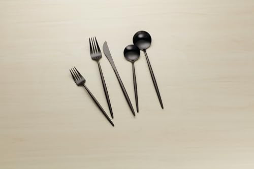 894757 Skandia Zephyr Black 45 Piece Flatware Set (45-Piece Flatware Set, Black)