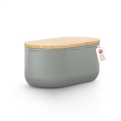 Stainless Steel Bread Box with Cutting Board (Ash Gray)
