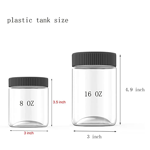 6 Pack 16 Oz Plastic Jars with Black Lids