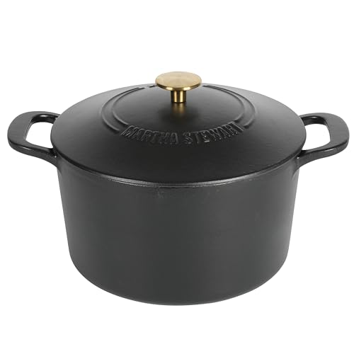 Gatwick 7 Quart Enamel Cast Iron Dutch Oven Pot with Lid (Black Matte / 7-Quart)
