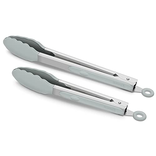 2 Pack Silicone Kitchen Tongs (Warm Grey)