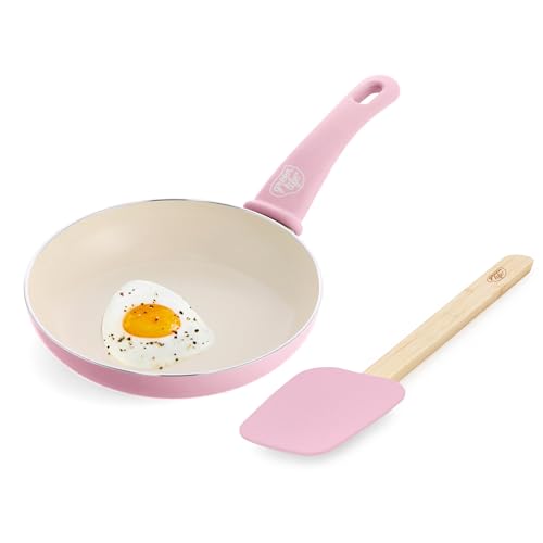 Soft Grip 8” Frypan Skillet and Spatula Breakfast Cookware Set (8" Frypan + Spatula / Pink)