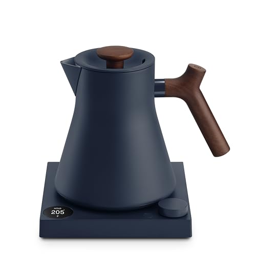 Corvo EKG Pro Small Electric Tea Kettle for Coffee (Stone Blue with Walnut Handle + Lid Pull / Corvo EKG Pro)