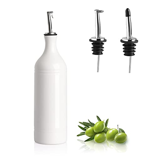 Sweejar Large Ceramic Olive Oil Dispenser Bottle (24 oz, Set of 1 / White)