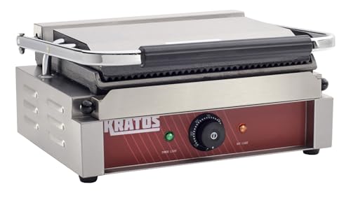 Commercial Panini Sandwich Grill Grooved Top w (Medium w/ Smooth & Grooved Plates)