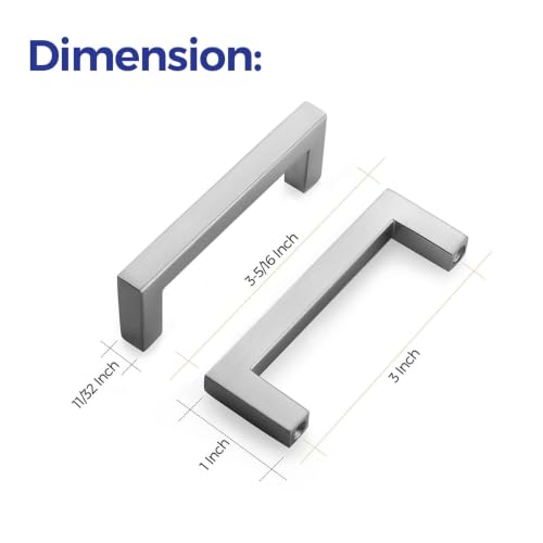 Brushed Nickel Cabinet Handles Solid Cabinet Pulls 3 Inch 10 Pack (Brushed Nickel / Flat Black 3'' Hole Center)