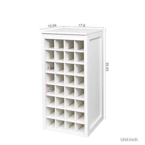 8 Tier Freestanding Wine Rack Wood (32 Bottles / White)