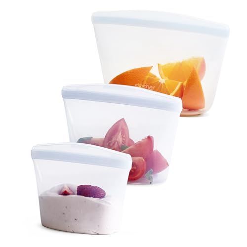 Premium Reusable Silicone Food Storage Bags (Clear / 3-Pack)