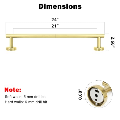 Bath Towel Bar (Brushed Gold / 24 Inch)