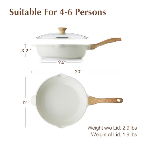 Nonstick Ceramic Saute Pan 12 (Ceramic White / 12-inch/5QT)