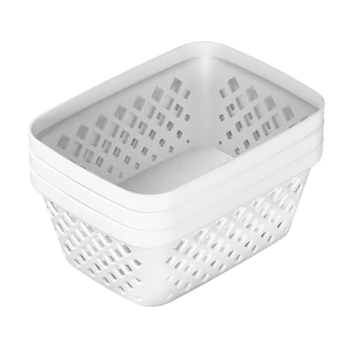 Plastic Storage Basket Set (White / Small)