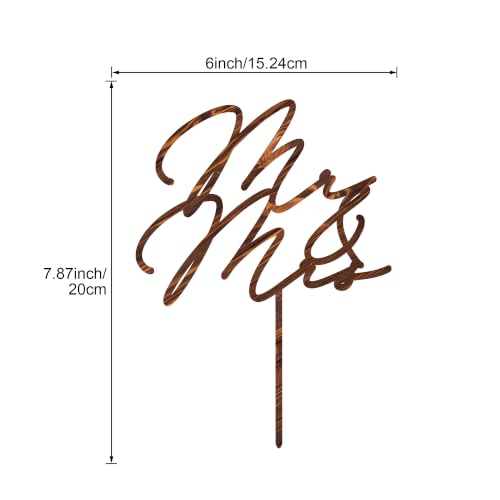 Mr & Mrs Wedding Cake Topper in Wood (Walnut Finish D1)
