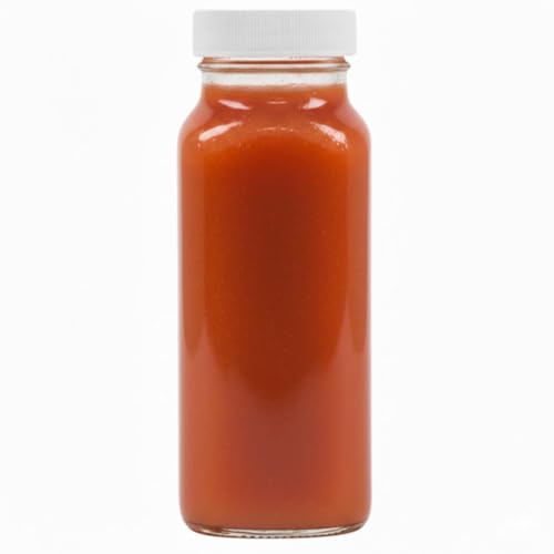 8oz Square Glass Juice Shot Bottle with Lid (8oz / 4 Pack)