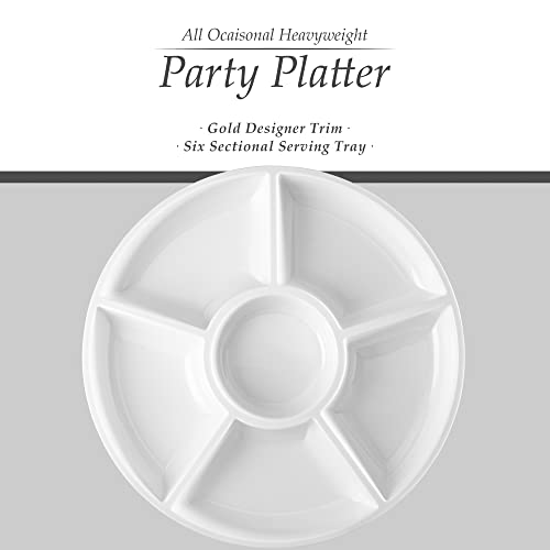 6 Sectional Round Plastic Serving Tray (White)