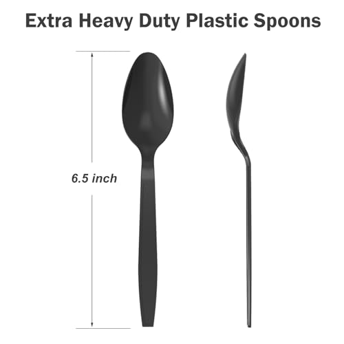360 Count Black Plastic Spoons Disposable (Black)
