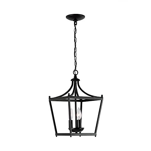 Capital Lighting 4036MB Stanton Geometric Metal Open Frame Lantern Foyer Pendant (3-Light / Matte Black)