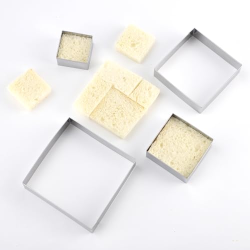 Square cookie cutters ANCKNE Stainless Steel Rectangle Biscuit Molds Square Pastry Molds Fondant Cake Cookie Cutter Set (Square)