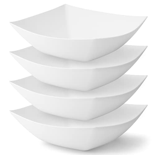 4 Pack Disposable White Plastic Party Bowls (32 OUNCE / White)