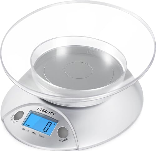 Food Kitchen Scale with Bowl (Stainless Steel-Gray / 11lb / 11lb)