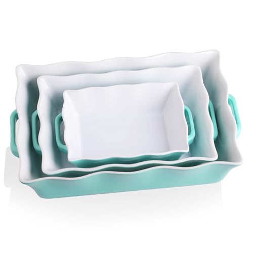 Sweejar Casserole Dishes for Oven (Turquoise New / Baking dish(Set of 3))