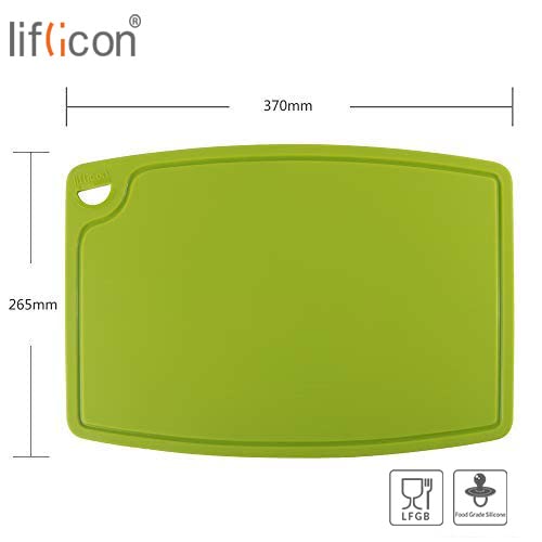 Extra Large Thick Silicone Cutting Board 14.6'' x 10.43'' Chopping Board Flexible Cutting Mats Dishwasher Safe (14.6"L x 10.4"W / Green)