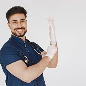 Exam Grade Powder & Latex Free Stretch Vinyl Gloves (Medium)