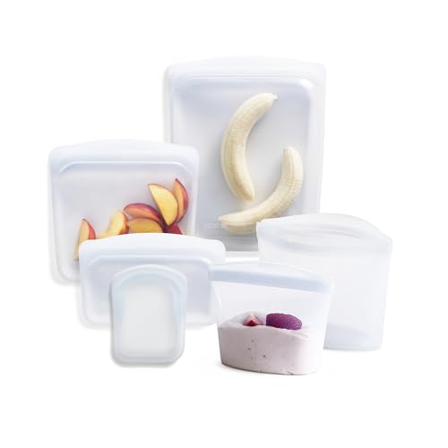 Premium Reusable Silicone Food Storage Bags (Clear / 6-Pack)