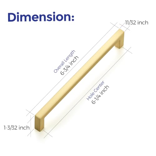 Brushed Gold Cabinet Handles Solid Cabinet Pulls 6 (Brushed Gold / Flat Black 6-1/4'' Hole Center)