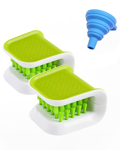 Blade Knife Cleaner 2PCS Kitchen Washing Brush Chopsticks Cutlery Cleaning Brush Double (Green*2)