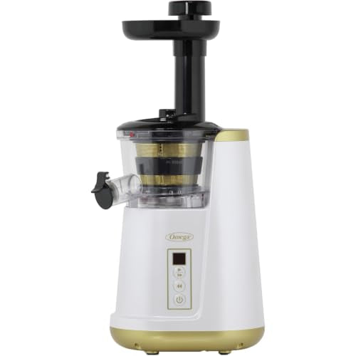 Juicer Cold Press 365 Vertical 65 RPM Slow Masticating Compact Extractor for Fruits and Vegetables with 3 Stage Auger & BPA (White Vertical)