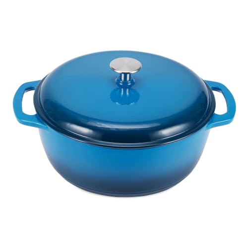 Enameled Cast Iron Dutch Oven Pot with Lid (Blue / 6-Quart)