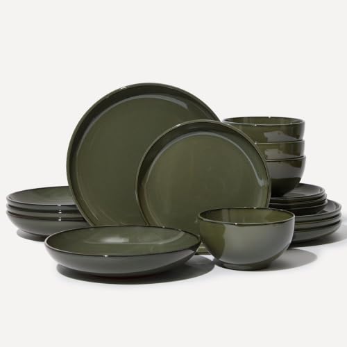 Stoneware Dinnerware Sets for 4 (Blackish Green / Set (16pcs))