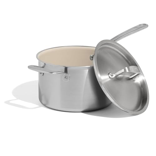 Cookware 4 QT CeramiClad Non Stick Saucepan with Lid (4 QT)