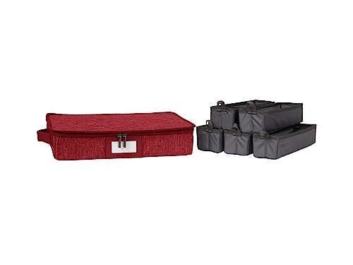 Flatware Storage Box with Removable Trays (Red Heather / 15W x 11D x 3H)