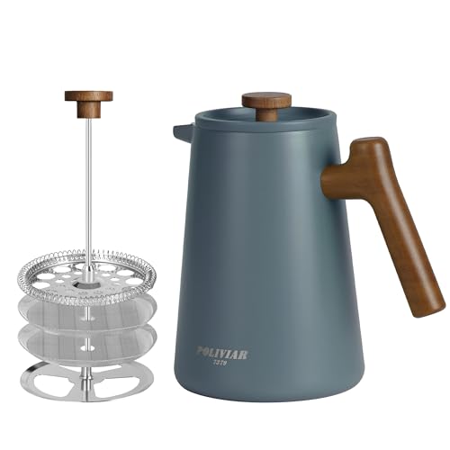 POLIVIAR French Press Coffee Maker (Blue / 34 oz)
