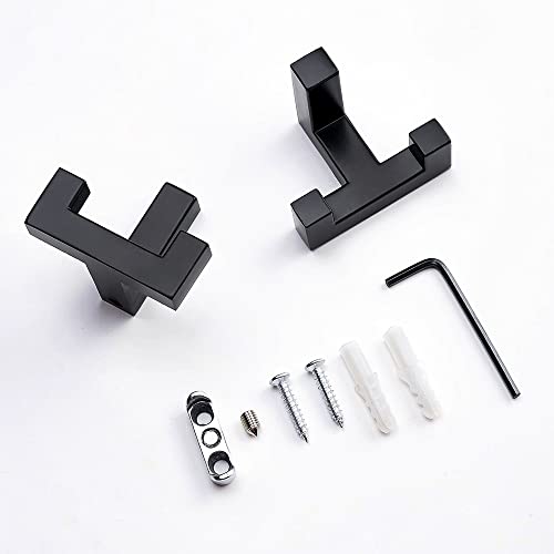 5 Pack Heavy Duty Double Claw Coat Hook Wall Mount with Screw Retro Double Coat Hook Utility Hook for Coats (Black)