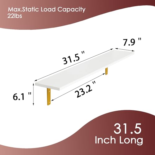 Long Wall Shelves (White and Gold / 31.5 Inch)