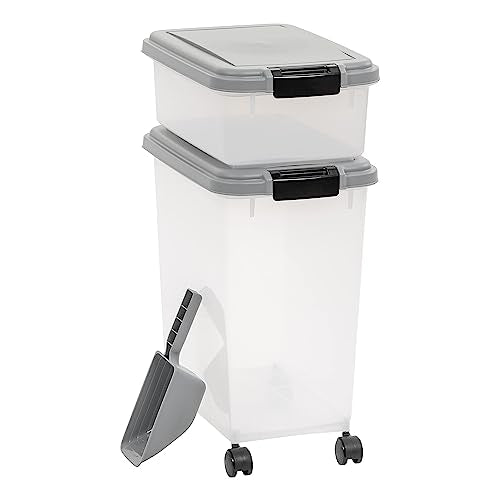 3 Piece Airtight Pet Food Storage Container Combo with Scoop (45 QT (33 QT + 12 QT))