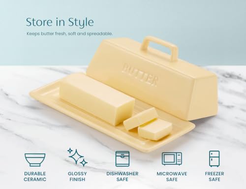 Ceramic Butter Dish with Lid (Yellow)